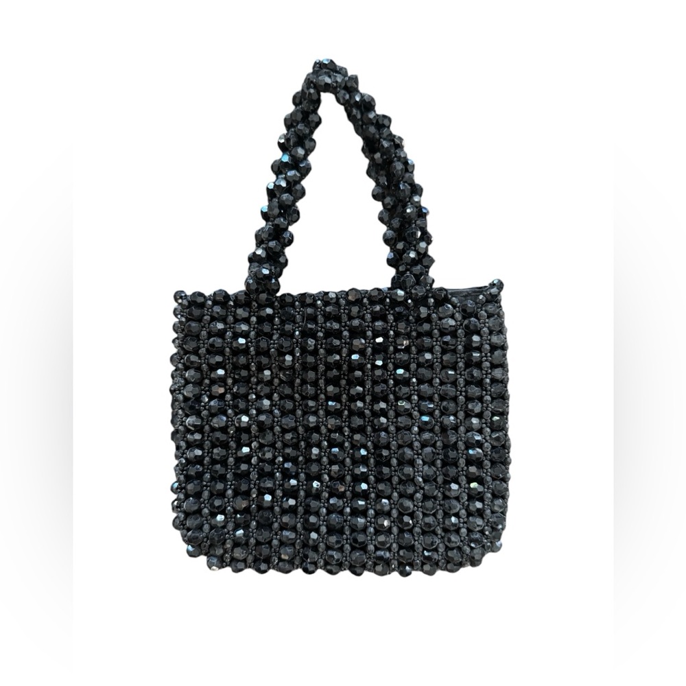 Vintage [Vanessa] Black Beaded Small Evening Purse